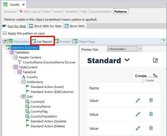 Tabs in Fiori for web pattern V18u4 - List Report