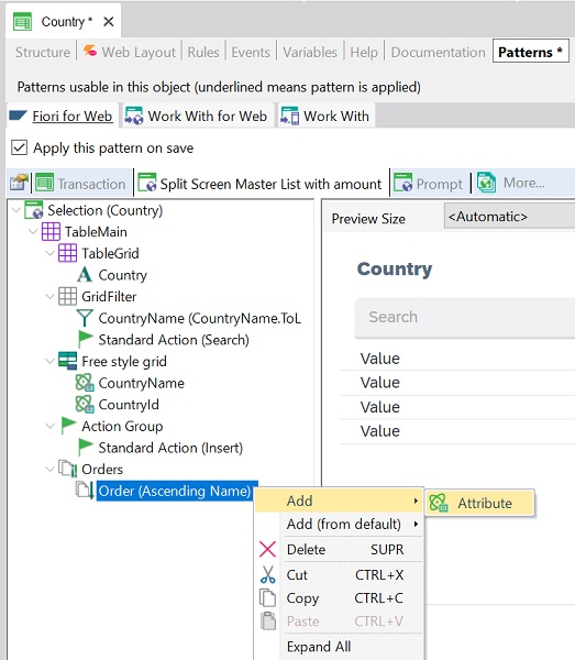 Adding attribute to Order in Split Screen Master List with amount - Workwith tab