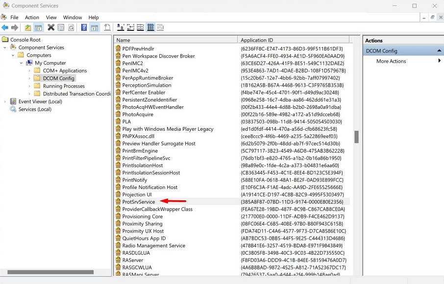 DCOM Config folder Protection Server configuration