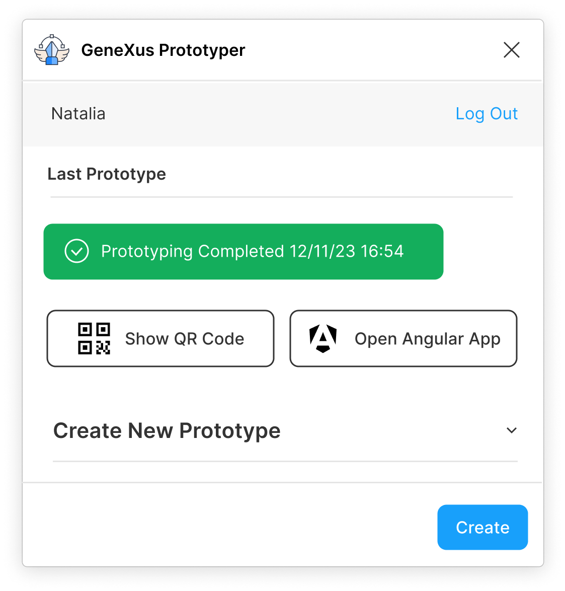 GeneXus Prototyper - Home - Success - Mobile and Angular