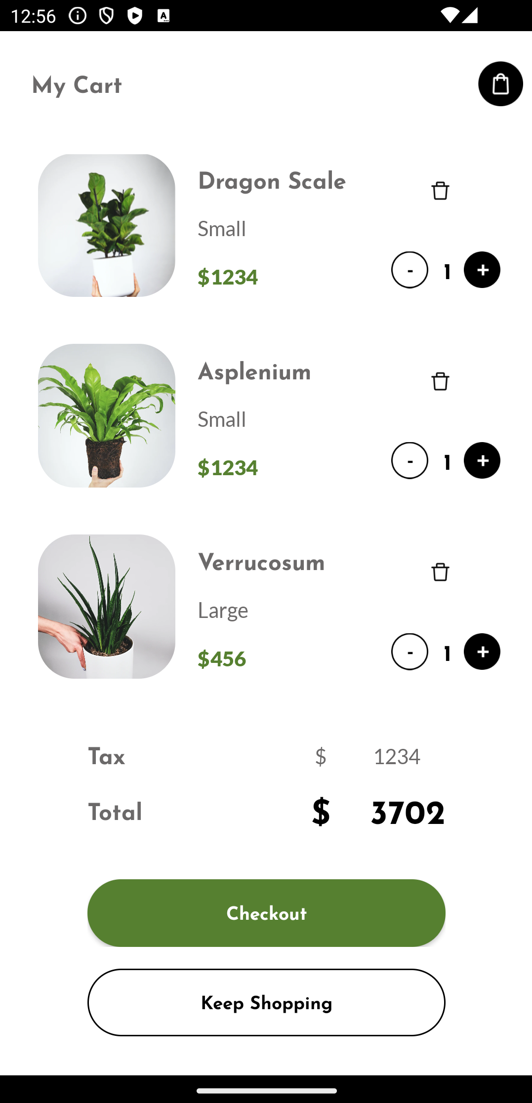 PlantCare - Android Phone - ViewMyCart