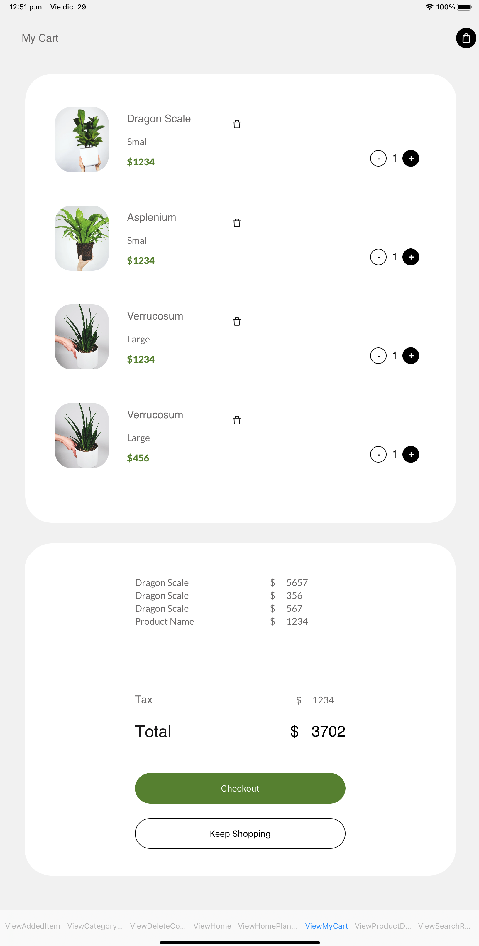 PlantCare - iPad - ViewMyCart