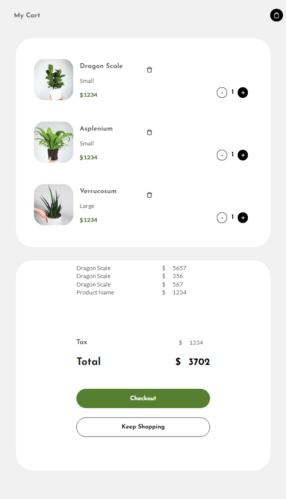 PlantCare - Angular Tablet - ViewMyCart
