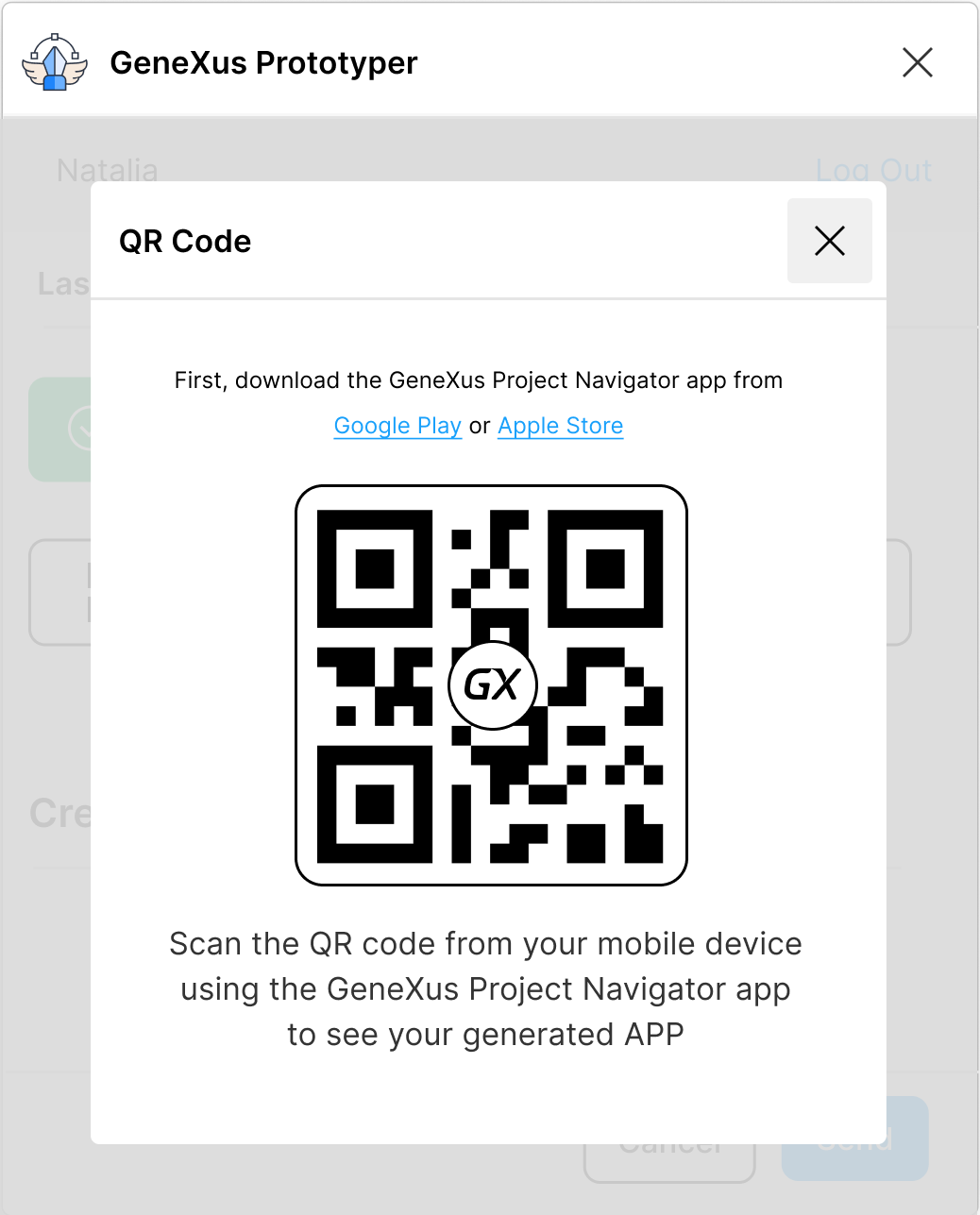 GeneXus Prototyper - QR Code