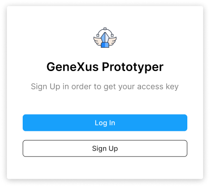 GeneXus Prototyper - Login (step 1)