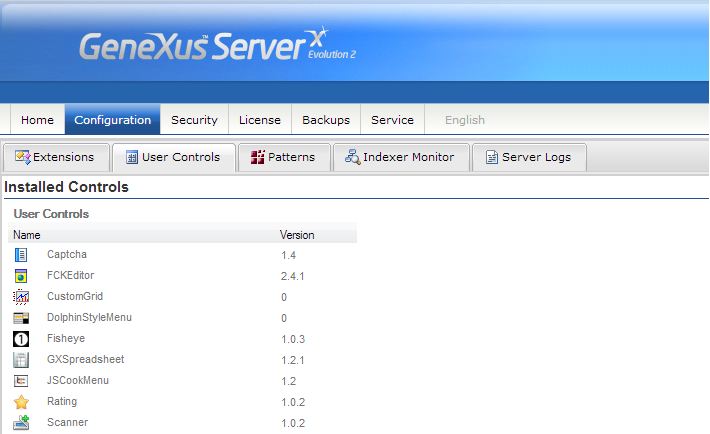GXserver Configuration User Controls