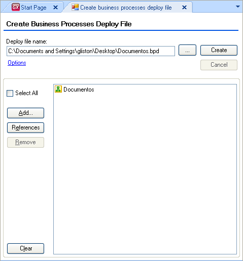 Create Business Process Deploy Xev2