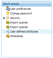Gxquery4 - Start menu User defined attributes option