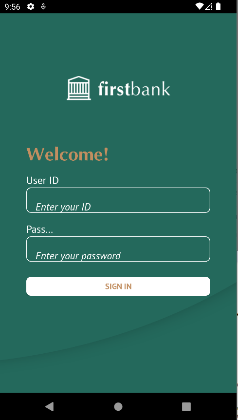 First Bank sample Android - Login
