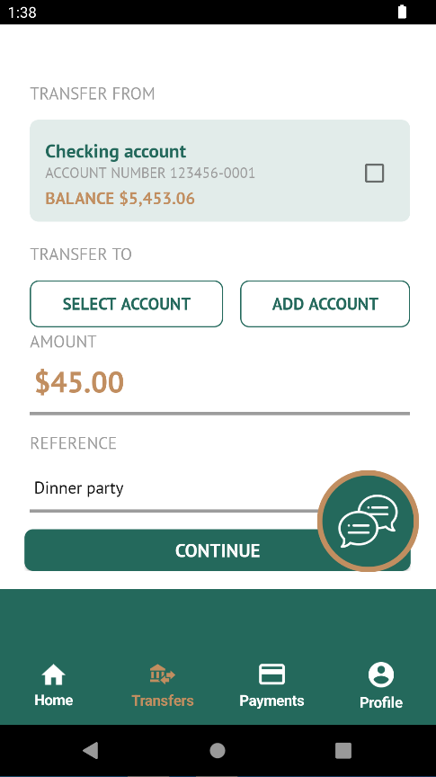First Bank sample Android - Moneytransfer_Step01